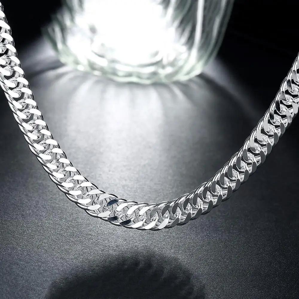 Fine Width 6MM Chain 925 Sterling Silver Necklaces For Women Fashion Jewelry