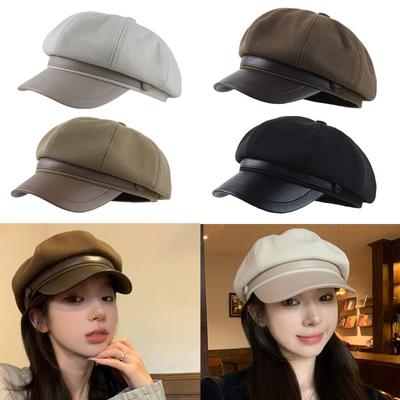 Windproof Octagonal Cap Solid Color Beret New Newsboy Hat