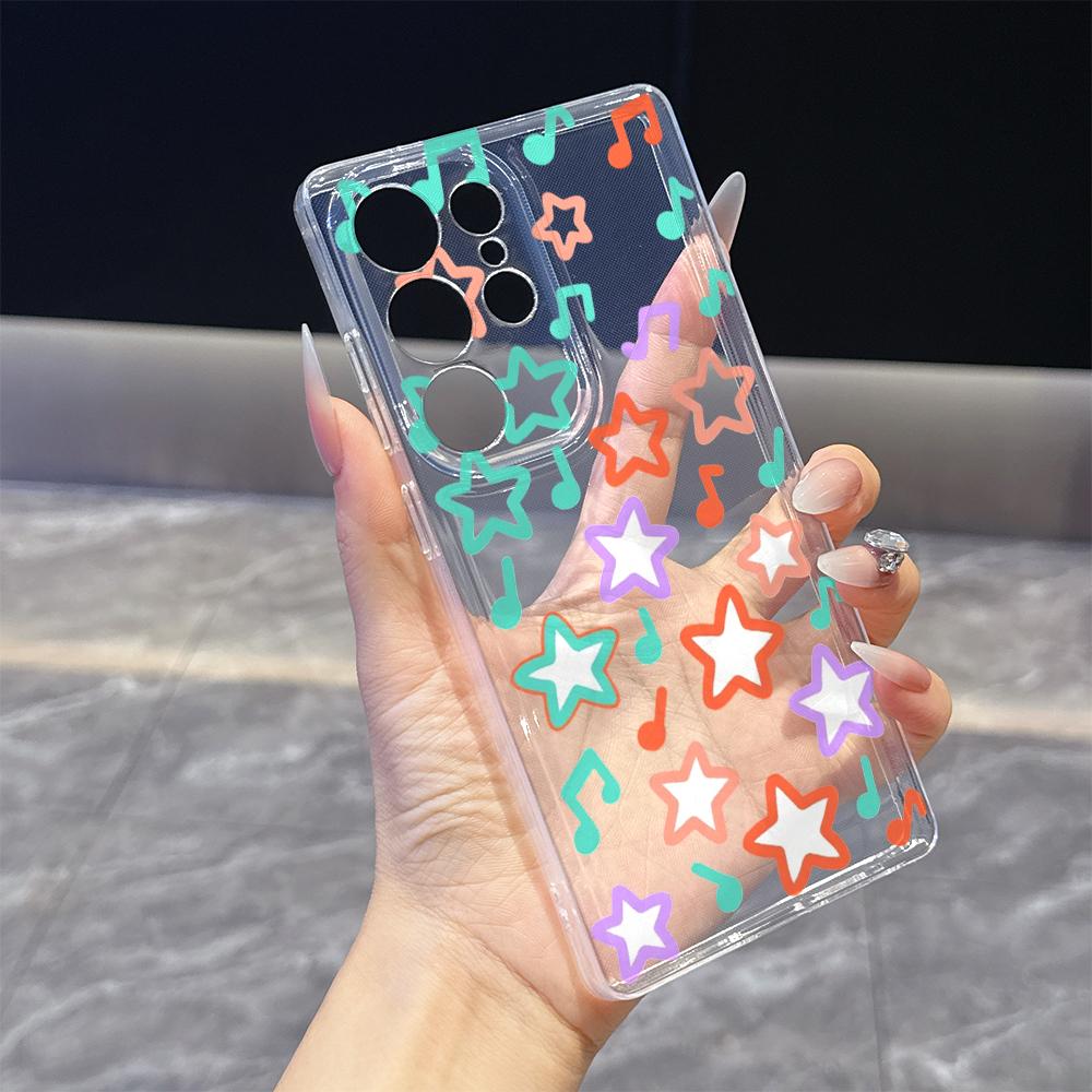 Colorful Music Notes and Stars Case for Samsung Galaxy S26 S25 S24 S23 S22 S21 S20 FE Plus Soft TPU Slim Fit Shockproof Cover