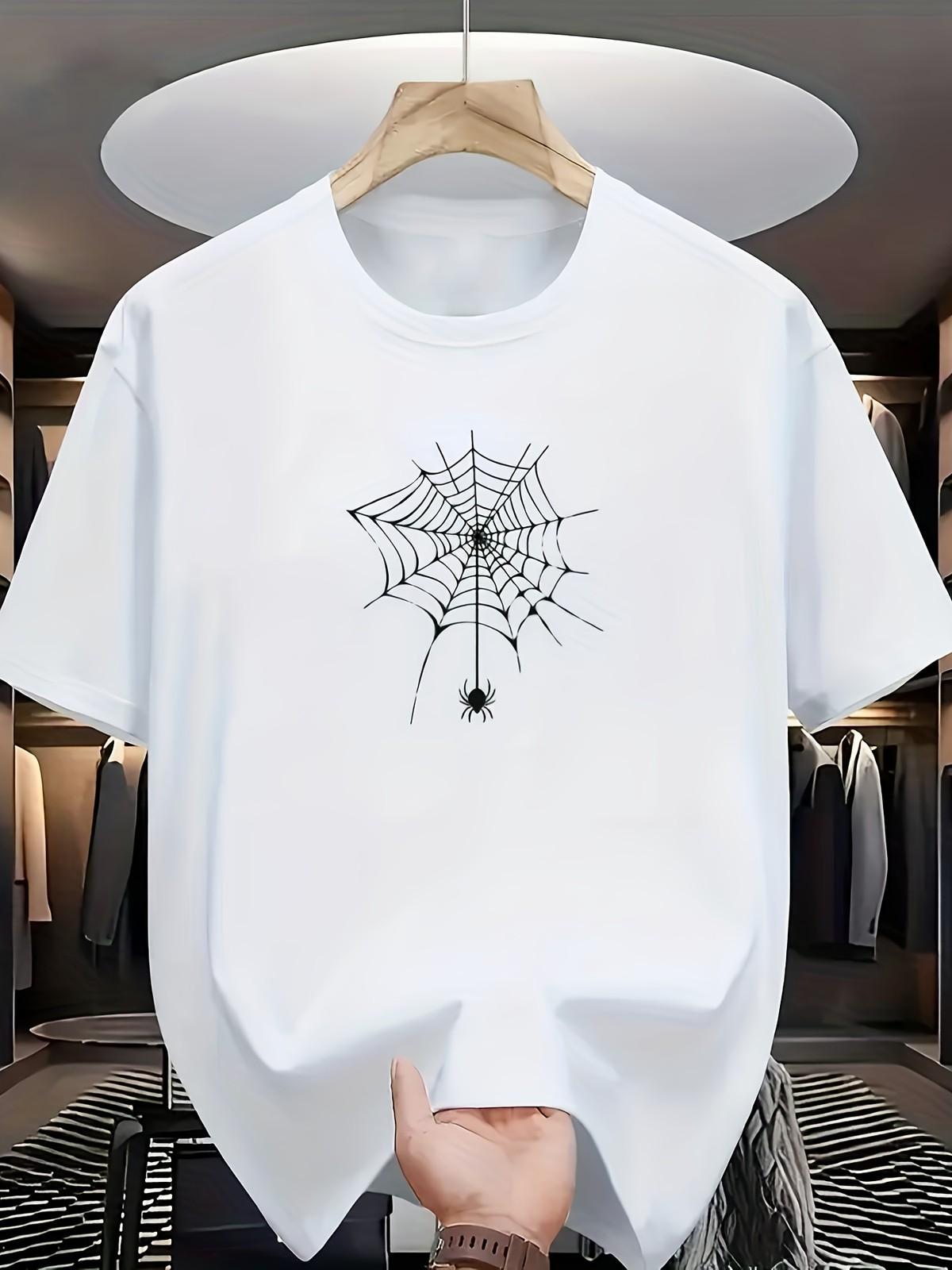 Gothic Spider Web & Spider Print T-Shirt XL