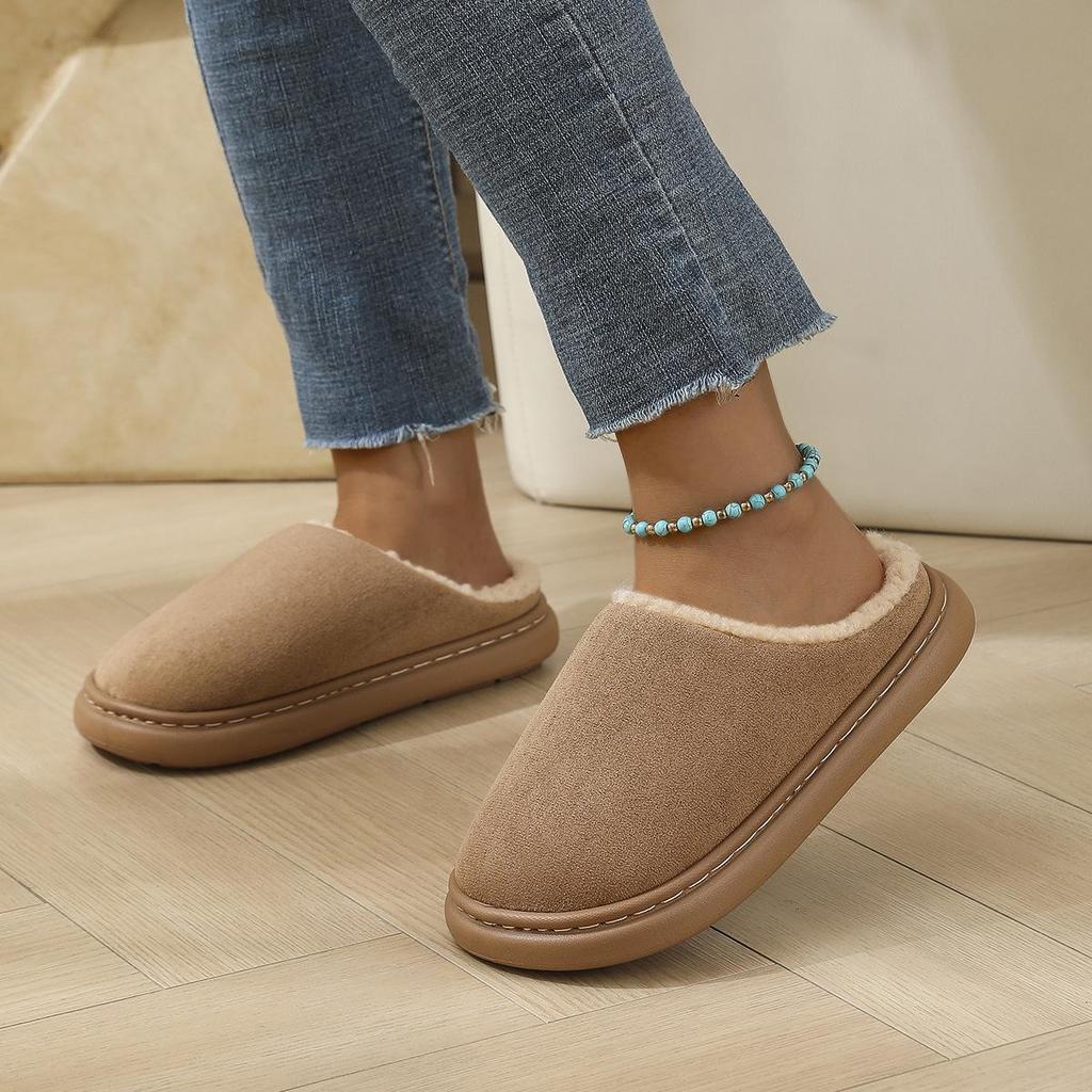 2025 Cotton Slippers: Cozy, Non-Slip Closed-Back Shoes for Couples - Women's & Men's Thick Sole for Autumn/Winter