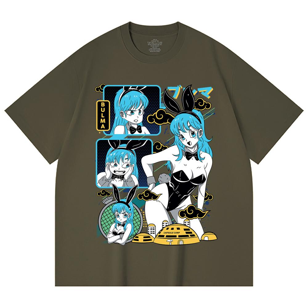 230 Gsm 100% Cotton Dragon Ball V9 Bulma Print Unisex Heavy Cotton T Shirt