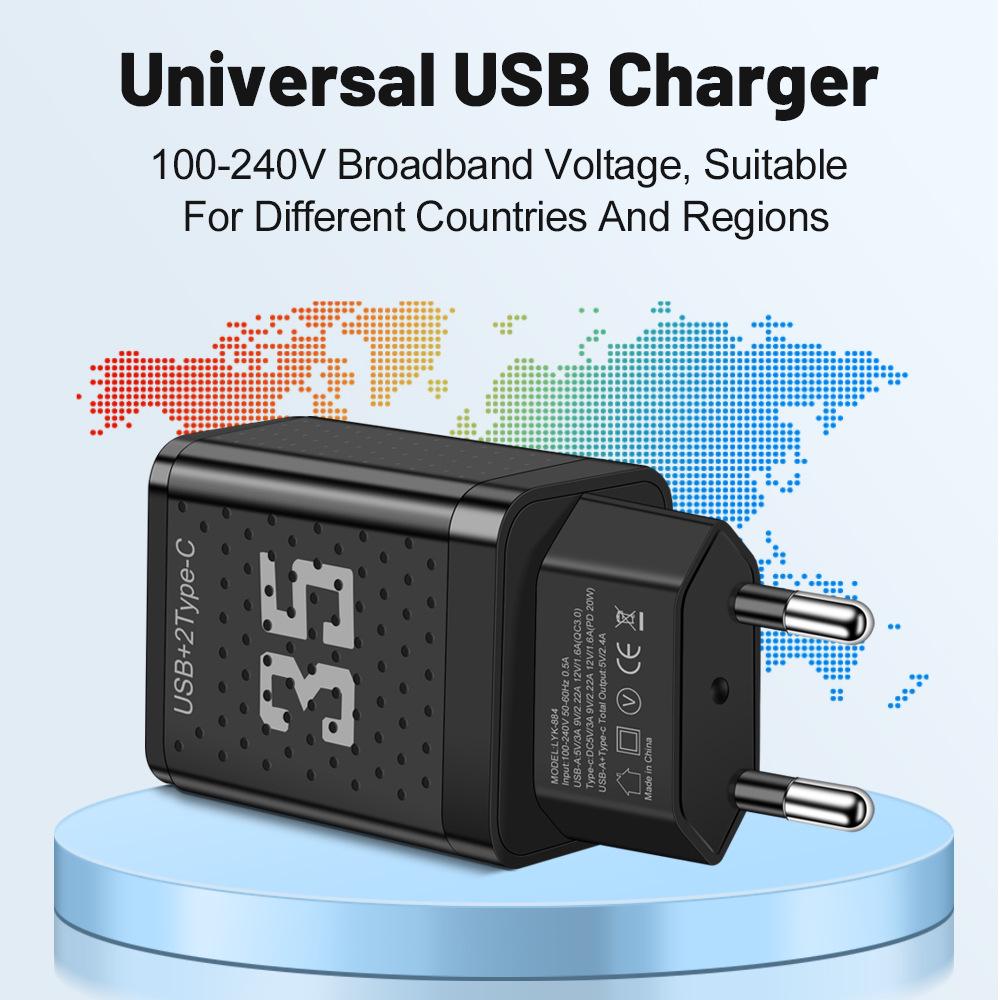 20W 3A Dual PD+USB Charger with US/EU/UK Plugs