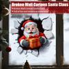 Cartoon Broken Wall Santa Claus Wall Sticker For Christmas Room Background Decor Mural New Year Decoration Self-adhesive Sticker