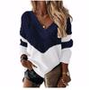 Solid Color Printed V-neck Long Sleeve Top Solid V-neck Long sleeve Top Women