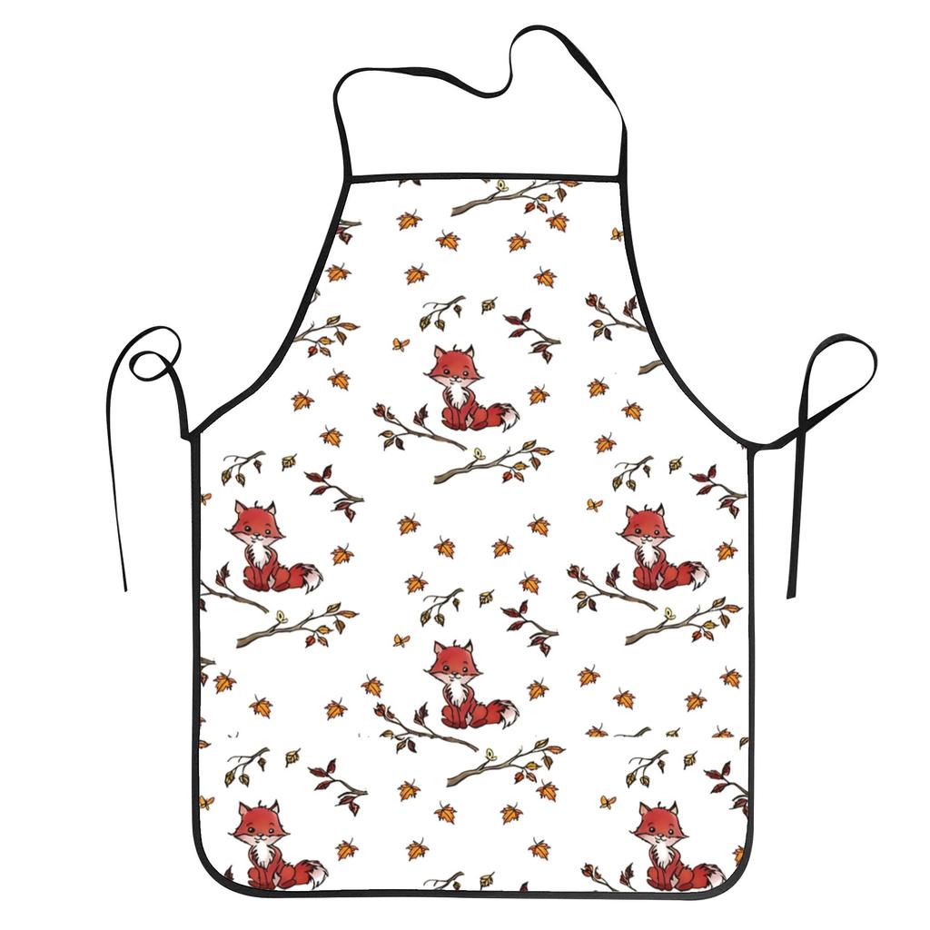 Little Fox Cuisine Grill Baking Aprons Antifouling Foxes Autumn Partten Pinafores for Manicurist Restaurant