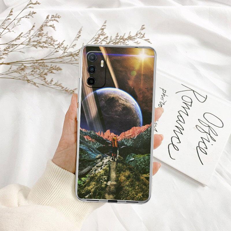 IK2 Abstract space astronaut Transparent Phone Case for Samsung Galaxy A04 A04S A14 A23 A34 A54 M23 M33 M52 M53 Galaxy A23 5G