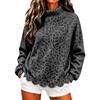 Women's Casual Loose Fit Mock Neck Leopard Print Long Sleeve Sweatshirt for Everyday Wear