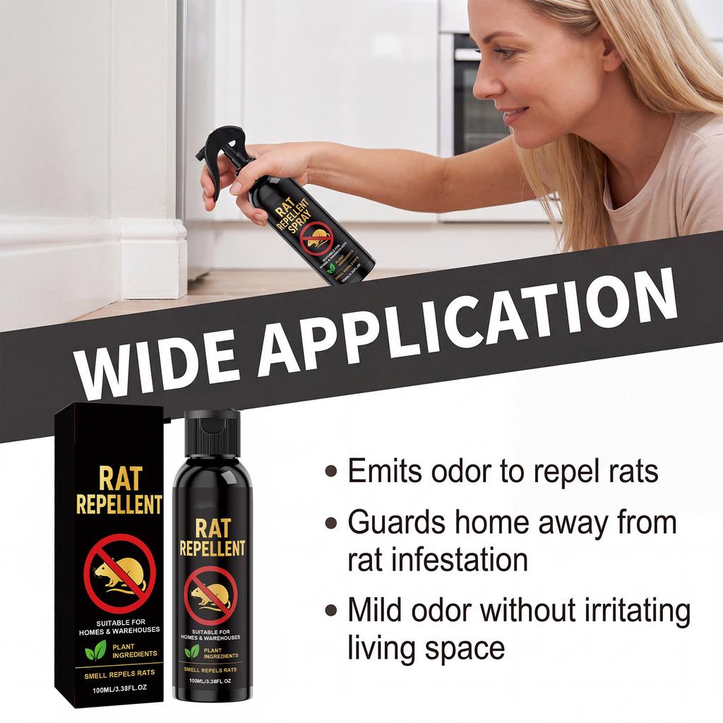 Rat Repellent Spray 100ml Suitable for Homes and Warehouses Plant-Based Ingredients Natural Odor To Repel Rats Effective Indoor and Outdoor Use