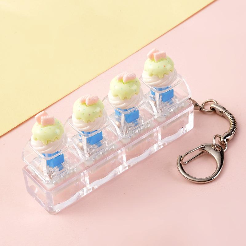 Cartoon Bread Button Squeeze Toy Keychain: Stress Relief and Distraction Gadget