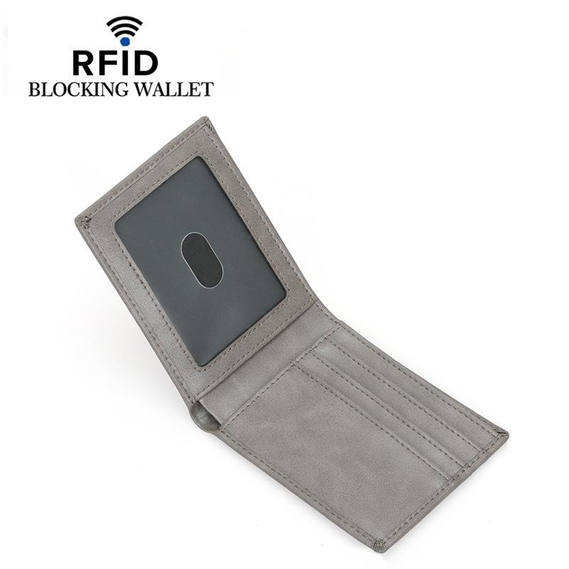 New Anti-Theft Genuine Leather Retro Men's Slim Wallet and Money Clip