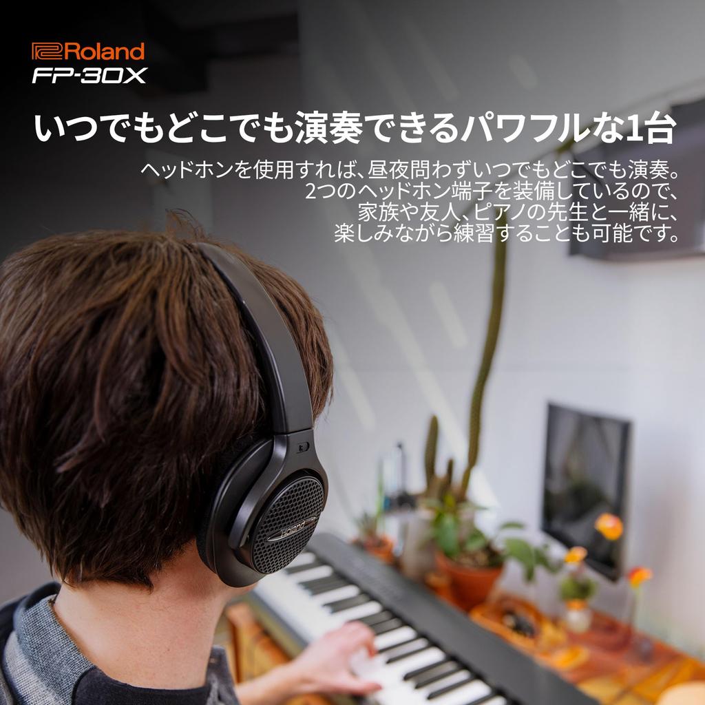 Roland Digital Portable Slim Electronic Piano with Speaker and Bluetooth Black FP-30X Piano, 88-Key Built-in Audio,