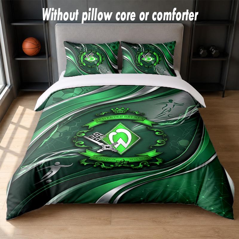 Werder Bremen Football Design Bed Bedding Set 1 Duvet Cover + 2 Pillowcases Soft Breathable Household Bed Linens