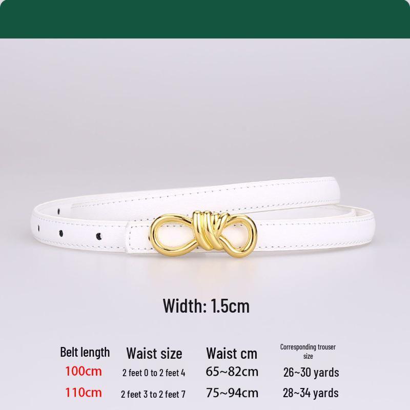 Women's Leather Belt with Rope Knot, H Buckle, Thin Waistband - 2026 Fashionable Accessory
