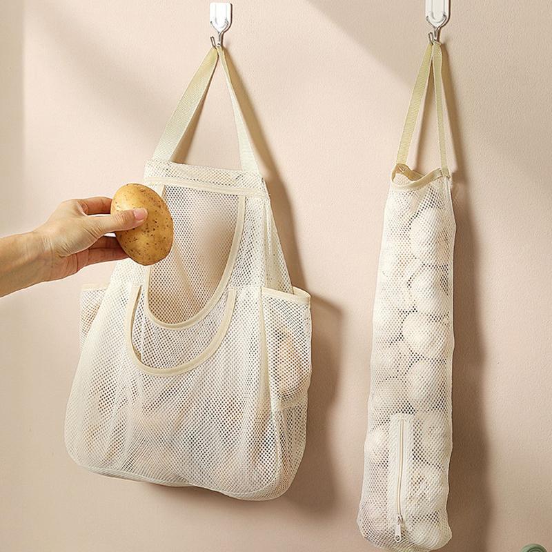 Mesh Pocket Storage Bag Kitchen Household Sundries Hanging Bag Large-Capacity Storage Mesh Bag