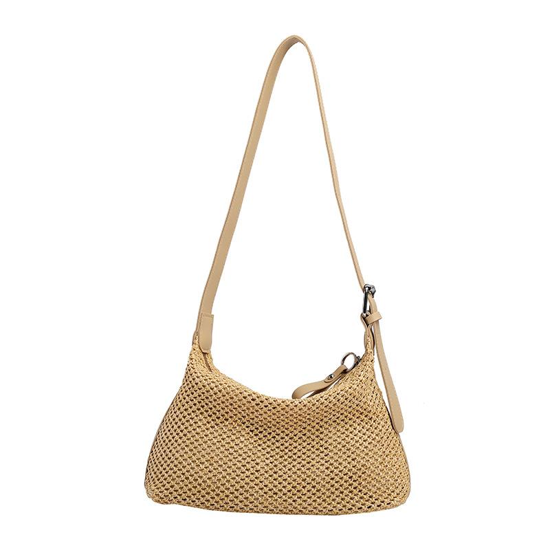 Straw bag women's large capacity 2025 new summer versatile crossbody knitted bag high-end seaside vacation beach bag