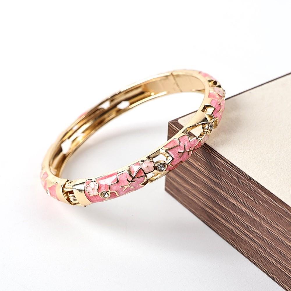 Pulsera de Flores de Colores Esmalte Pulsera de Mano para Mujer Artesanía Pulsera Vintage Cloisonné Niñas