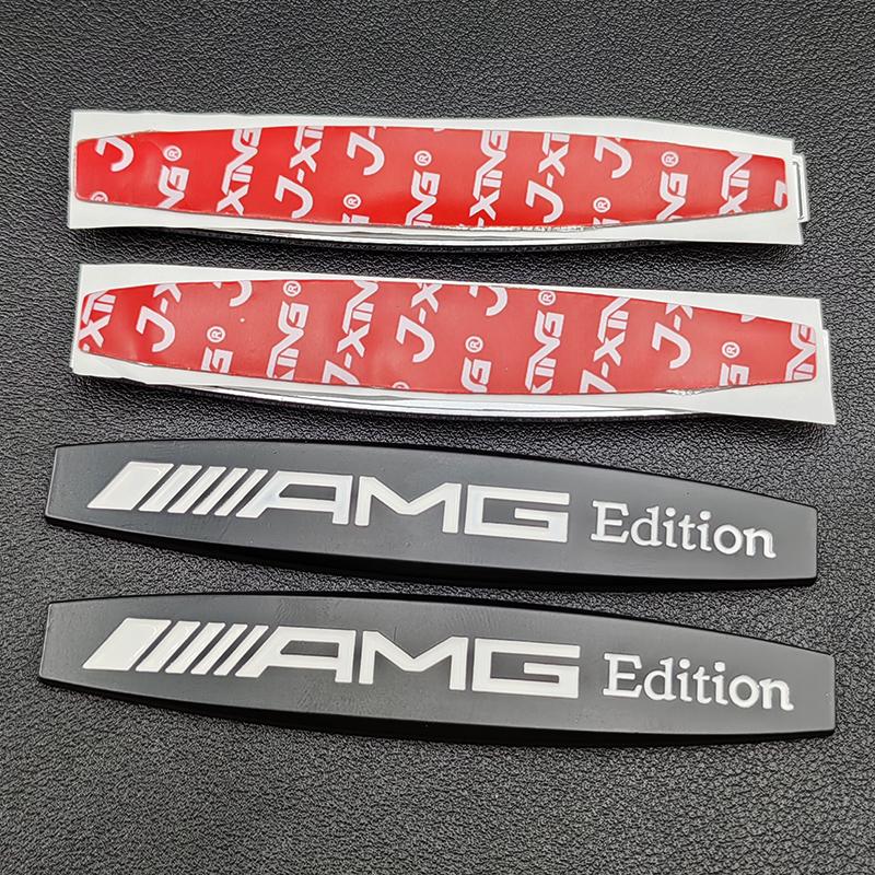 FUP1  2pcs 3d Metal Logo AMG Edition Emblem Sticker Car Fender Badge for Mercedes A B C E S ML GL W176 W177 W203 W204 W211 Accessories
