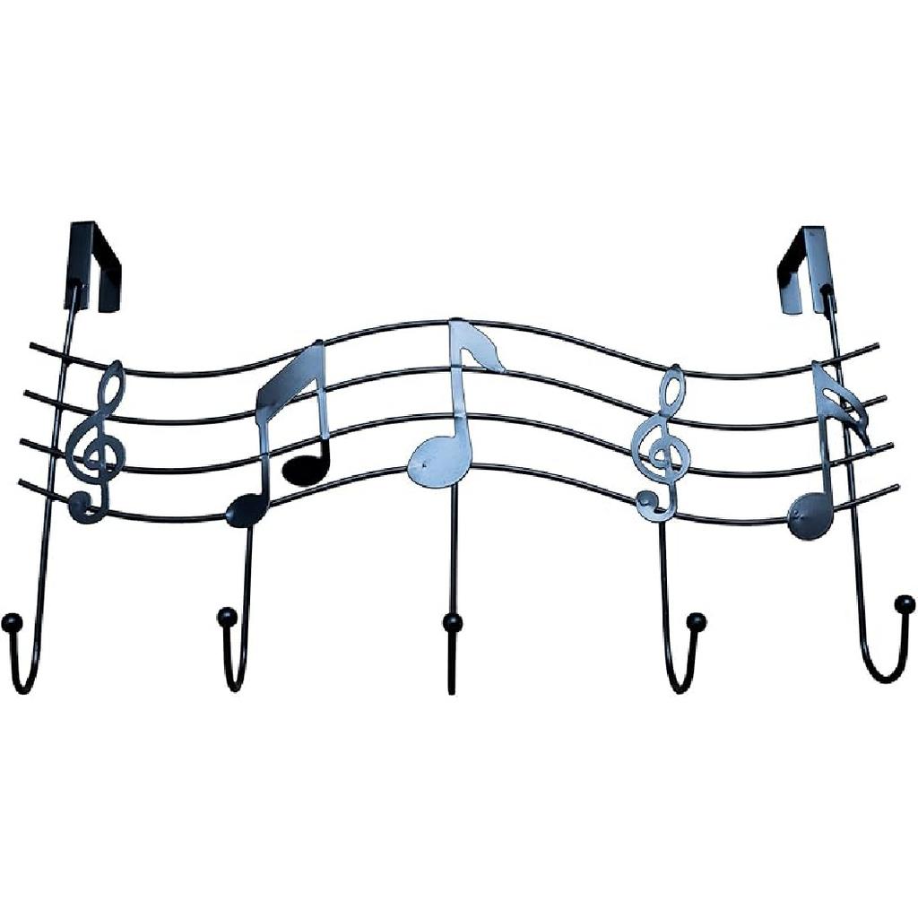 5 Rural Nail Music Note Style Metal Coat Hanger Wrought Iron Rack Robe Hooks