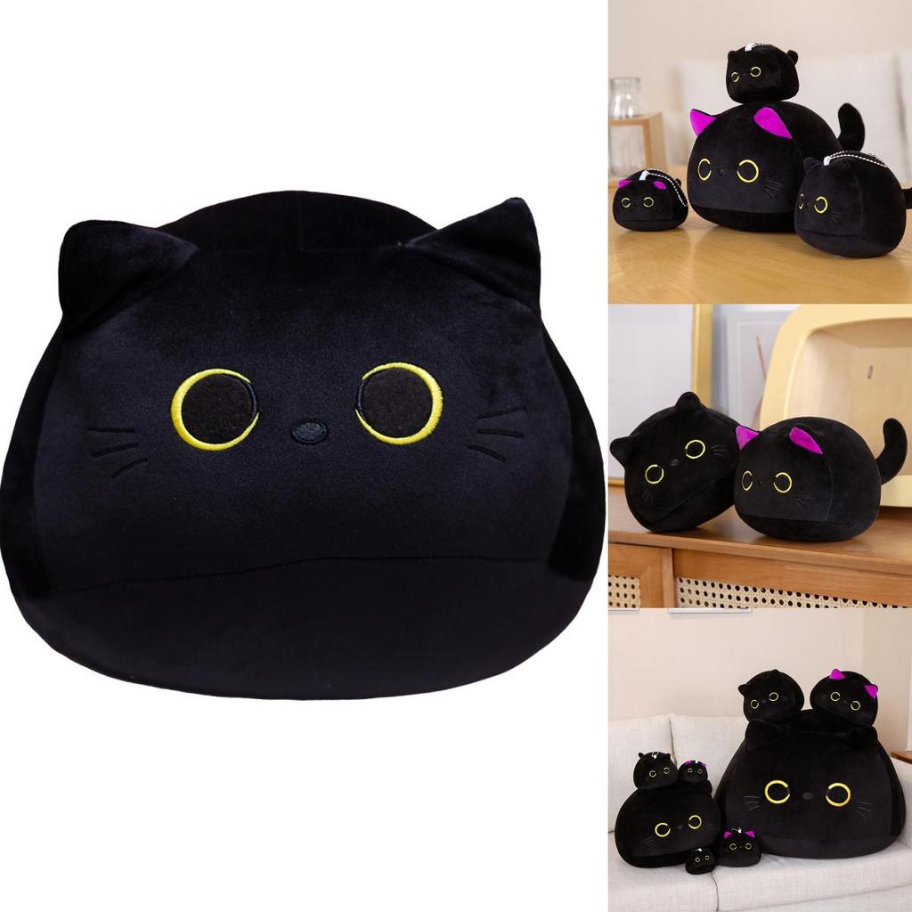 Cute Black Cat Plush Cushion With Comfy Pp Cotton Perfect For Sofa Decor Gifts