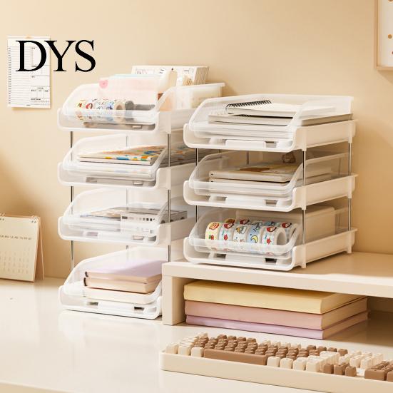 Vertical File Sorter Double Layer Desktop Storage Rack, Stackable Clear PP Organizer, Financial Document Space Saving Holder, for Office School