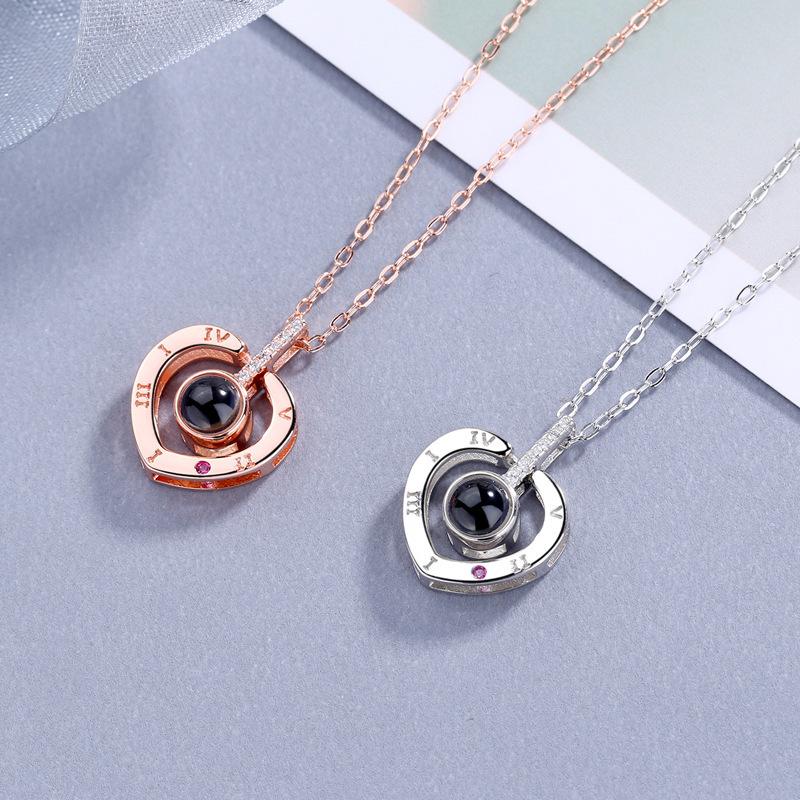 Projection Necklace 100 Languages I Love You Fashion High Sense Simple Versatile Collarbone Chain Gift