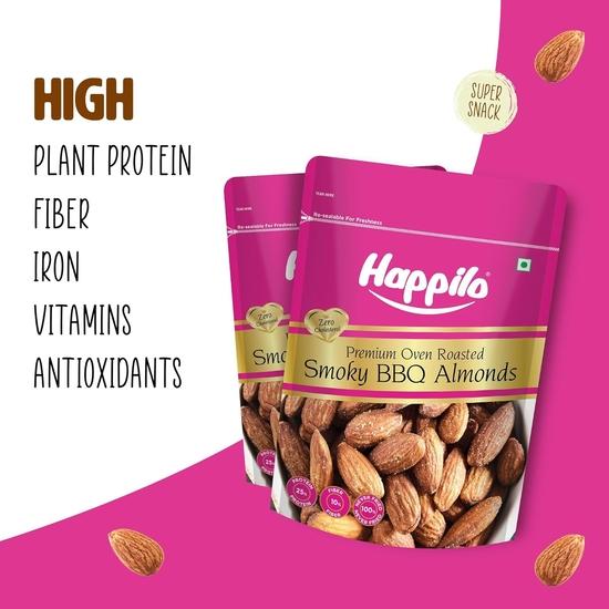 Happilo Barbeque Californian Almonds 200g, Super Healthy Crunchy Nuts, Non Fried, High Protein Dry Fruit