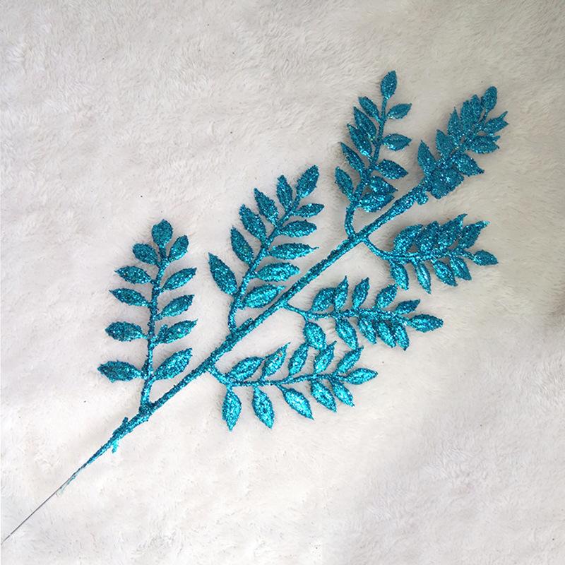 45Cm melon seed leaves, Christmas gold dust plastic leaves, Christmas tree photo frame European flower arrangement decorative bayberry leaves