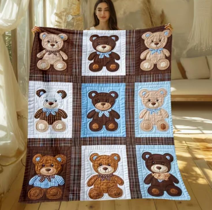 Cute Brown Teddy Bear Pattern Blanket-Lightweight Home Furnishings Bedding Blanket Living Rooms Offices Sofas Chairs and Blanket 75cmx90cm