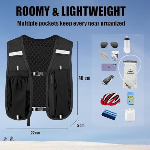 Running Hydrating Vest with 500ml Kettle, Adjustable Chest Strap, Light and Breathable, Suitable for Marathon Jogging and Riding, Can Store Mobile Ph