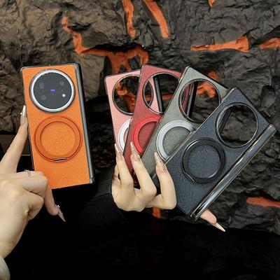 Für Vivo X Fold 5 Hülle Scharnier Magnetisch PU Leder Ring Ständer Halter Abdeckung Für VIVO X Fold5