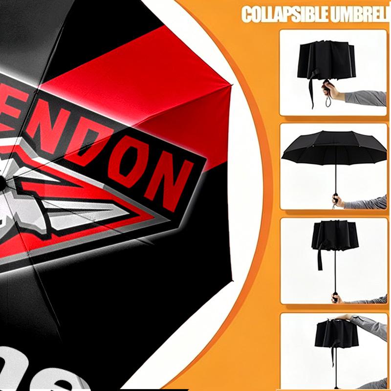 Custom Name Personalized Essendon Football Print Umbrella, Auto Open Close, 8‑Rib Sturdy Frame, Commute Camping Hiking Use, Birthday Gift
