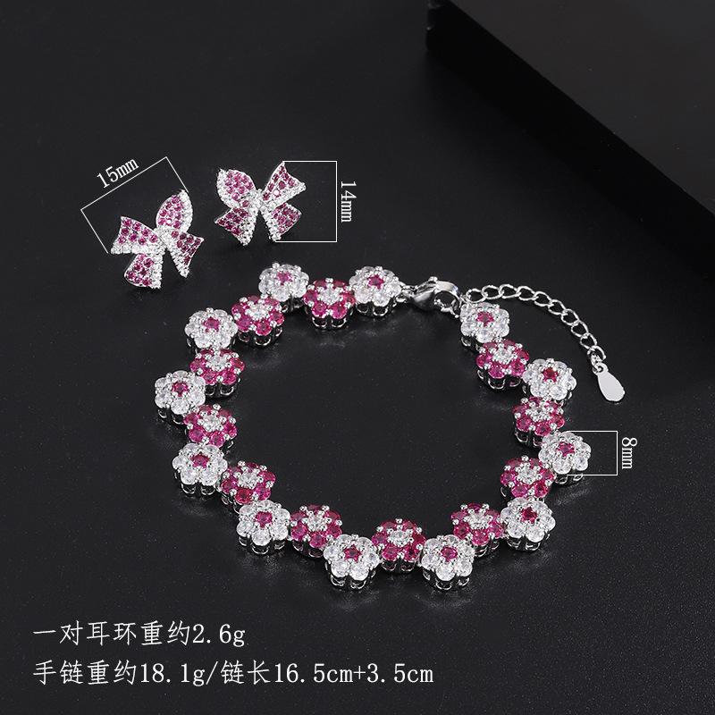 Pulseira de Flor de Zircônia Transfronteiriça Tiktok Nova Moda Versátil Laço Conjunto de Unhas