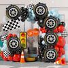 5-teiliges Set von 18-Zoll-Aluminiumfolienballons in Reifenform mit goldenem Rand, geeignet für große Partydekorationen zum Thema Autorennen und