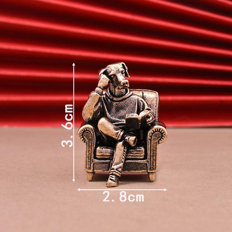Pure Brass Dog President Zodiac Dog Ornament Home Decoration Creative Handicraft Ornament Jewelry