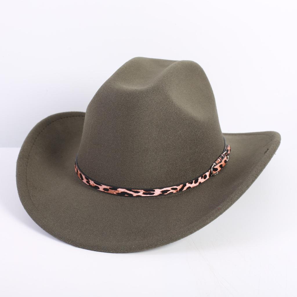 Popular European and American Fashion OL Style One-word Cowboy Hat Men's and Women's High-end Top Hat Jazz Hat Felt Hat