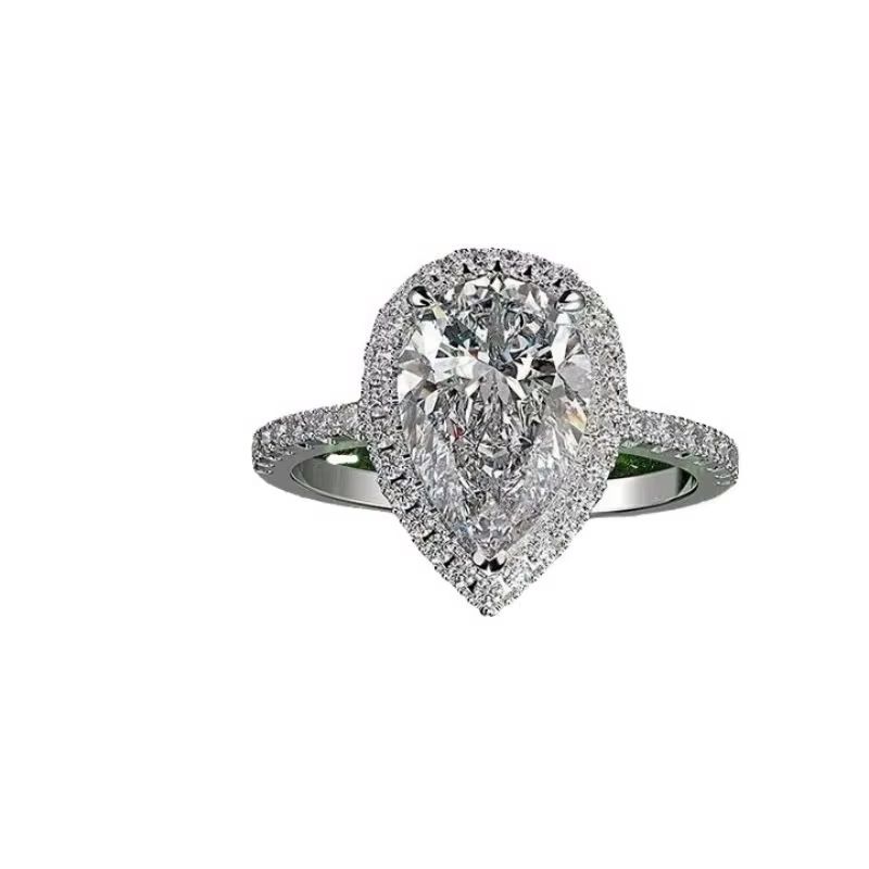 Silver Plated Stainless Steel Ring For Women Water Drop Zircon Wedding Rings Jewelry Accessories Size 5-11