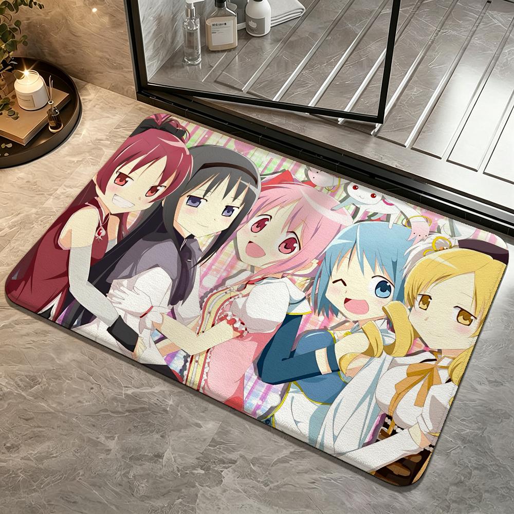 Anime-Puella Magi Madoka MagicaS Floor Mat Bedroom Carpet, Bathroom Foot Mat, Doormat, Non-Slip Absorbent Multi-Use