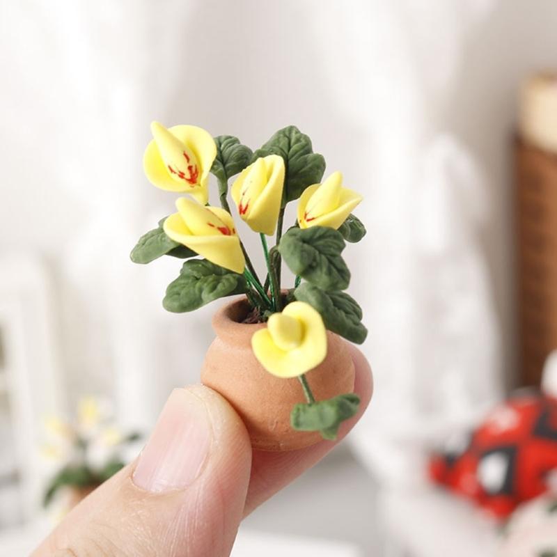 Garten Künstlich Grün Calla Miniatur Pflanzenmodell Puppenhäuser Pflanzzubehör Realistisches Spielset 1:12