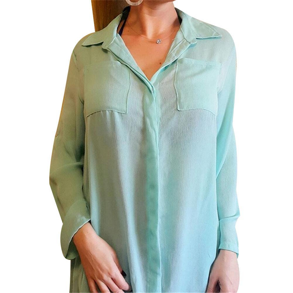FASHION Womens Summer Beach Cover Up Solid Color Long-sleeved