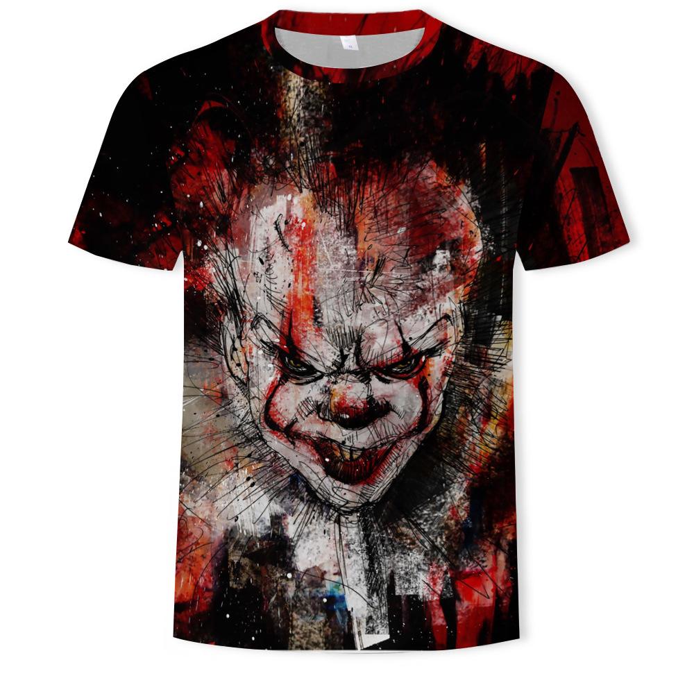 Summer Round Neck 3D Joker Resurrection Night Print Top Fashionable Casual Short Sleeved Men's T-shirts