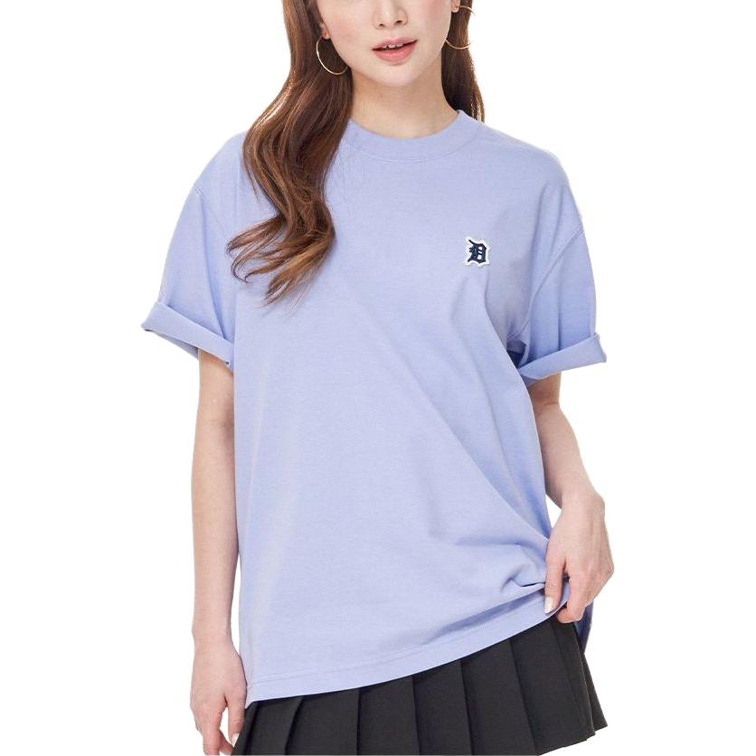 MLB Detroit Tigers Logo Embroidered Print Crew Neck Short Sleeve T-Shirt Unisex Tops Light-Purple 3ATSB0233-46PPL