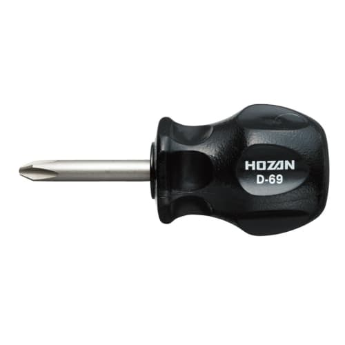 

HOZAN Stubby Driver, Easy to Use in Narrow Spaces, Overall Length 83mm, Tip Size +No.2, D-69