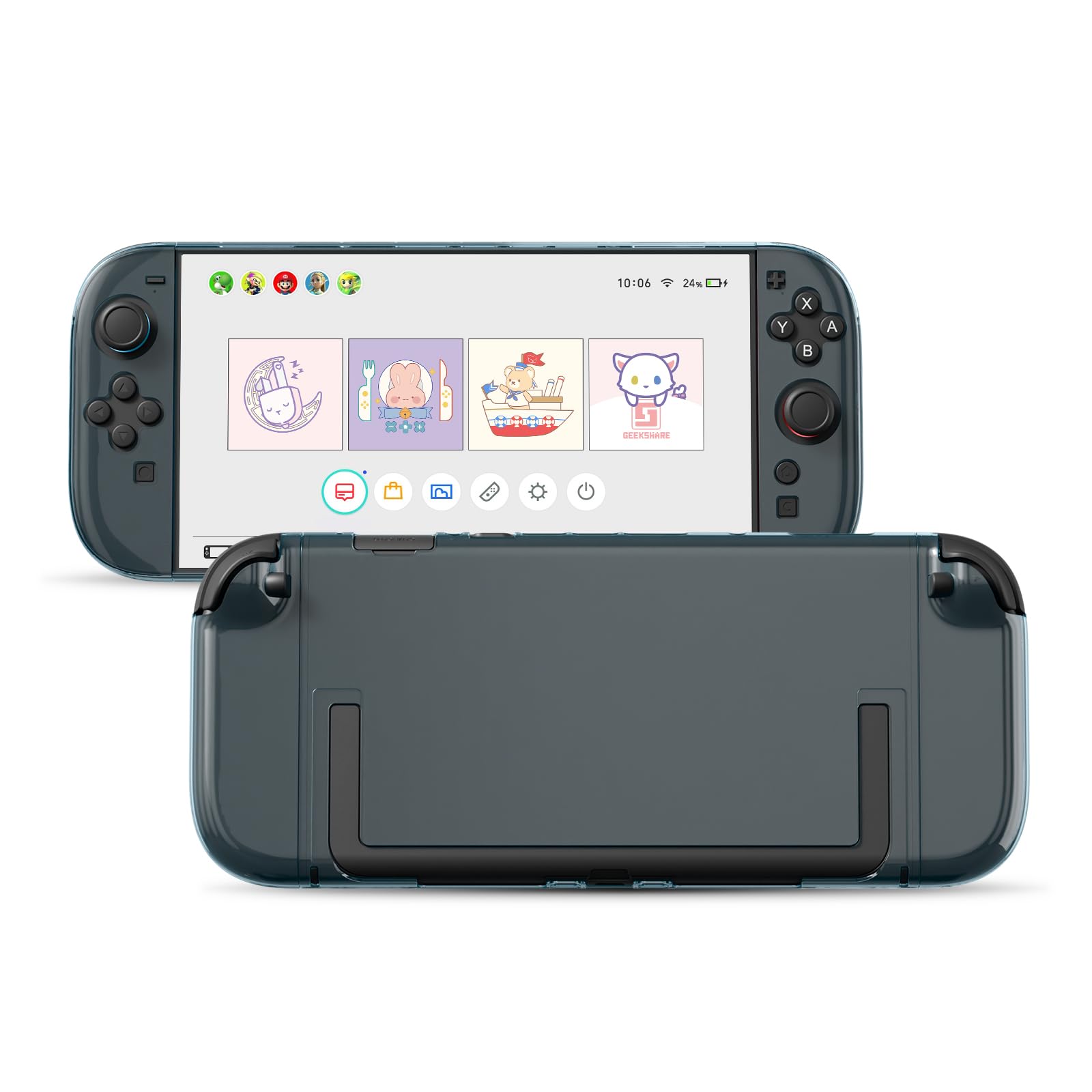 

GeekShare Switch 2 Совместимый с Switch Switch 2 ПК Защитный Раздельный Полный Легкое Снятие Прозрачный Чехол, 2025, Чехол, Скин для Joy-Con, Тип, синий