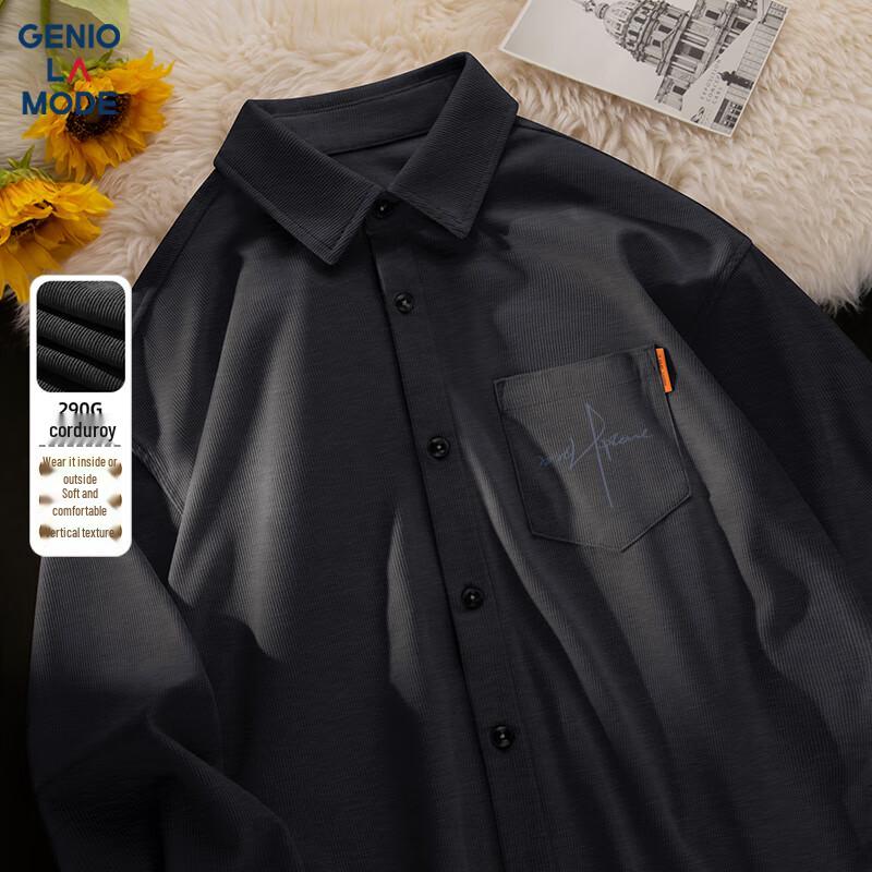 

GENIOLAMODE Men s Heavyweight Corduroy Long-Sleeve Shirt M