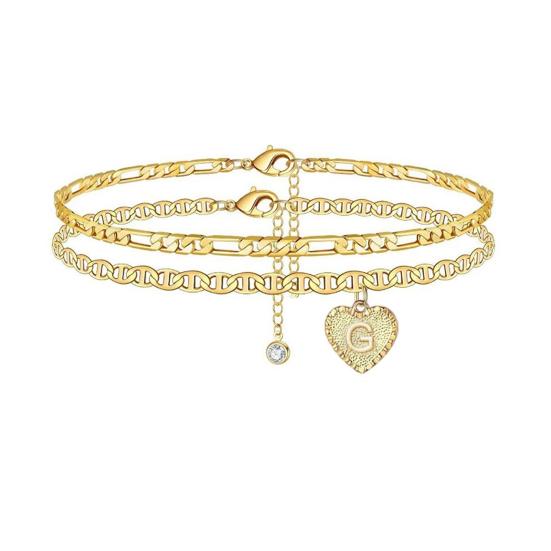 

2шт регулируемая удлинительная цепочка женские ножные браслеты украшения для ног сердце начальная женская лодыжка G