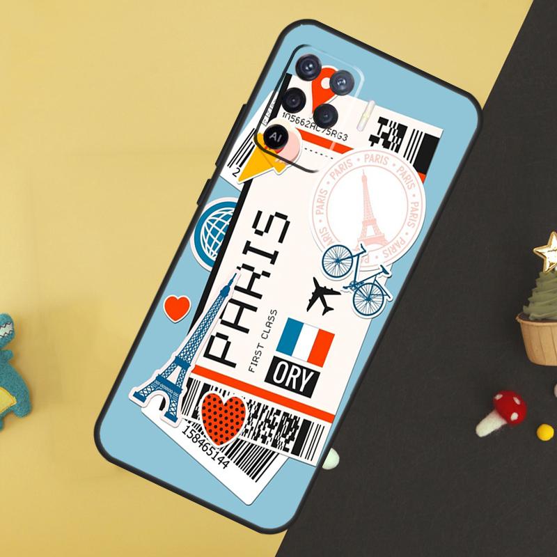 Travel Boarding Pass Tokyo Case For Oppo A58 A78 A98 A18 A38 A74 A94 A54 A15 A17 A57 A6 A5 Pro A16 A76 A96 A40 A60 A80
