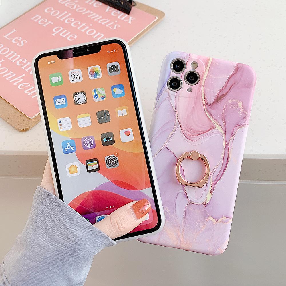 Apple 17ProMax Eye Protection Pink Green Marble for ipone15 /16/XR/8/7P Ring Buckle Holder
