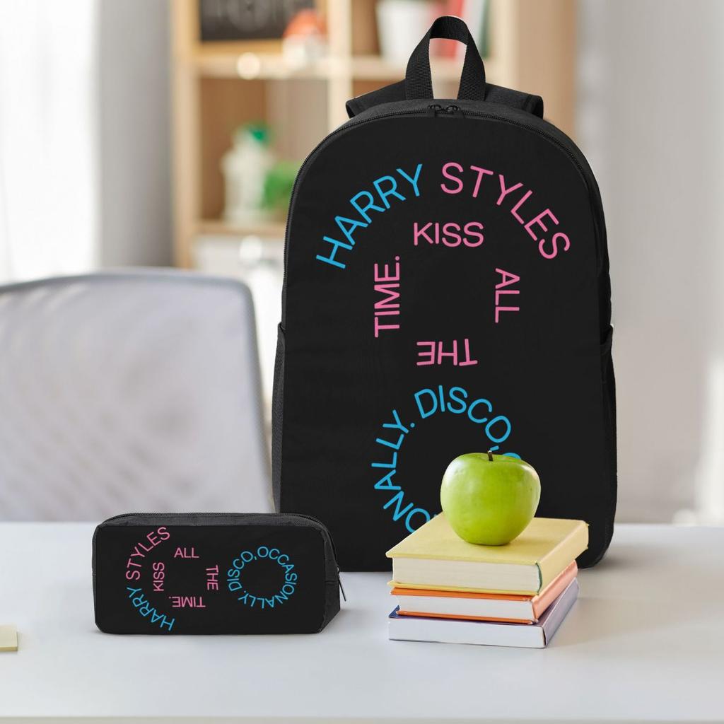 Harrys Styles Kiss All The Time Theme School Bags Set for Boy Girl Pen Bags Backpack Sets with Lunch Box For Students Knapsack
