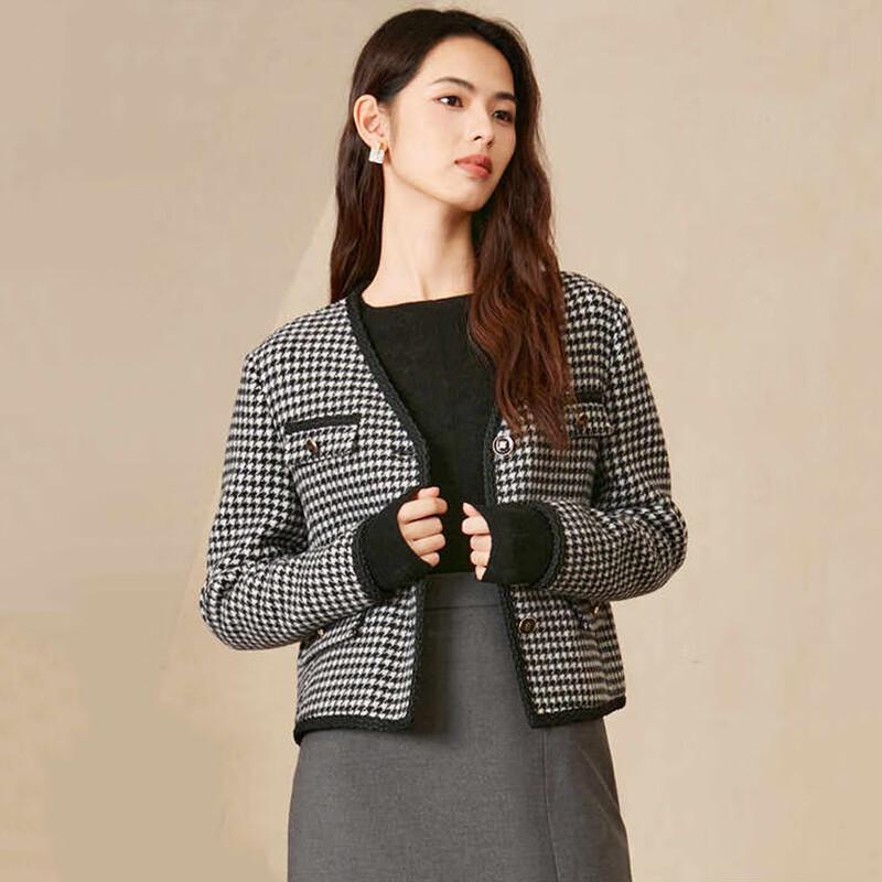 

JESSIE Retro V-Neck Houndstooth Cardigan L